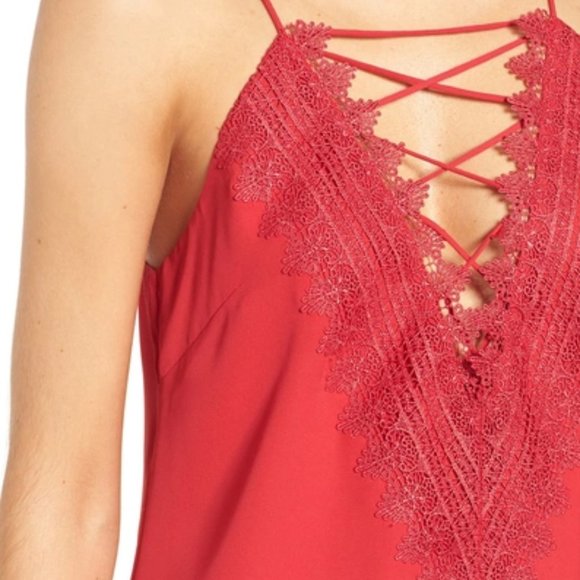 WAYF Posie Strappy Camisole In Red Lipstick - Size S - Picture 8 of 16